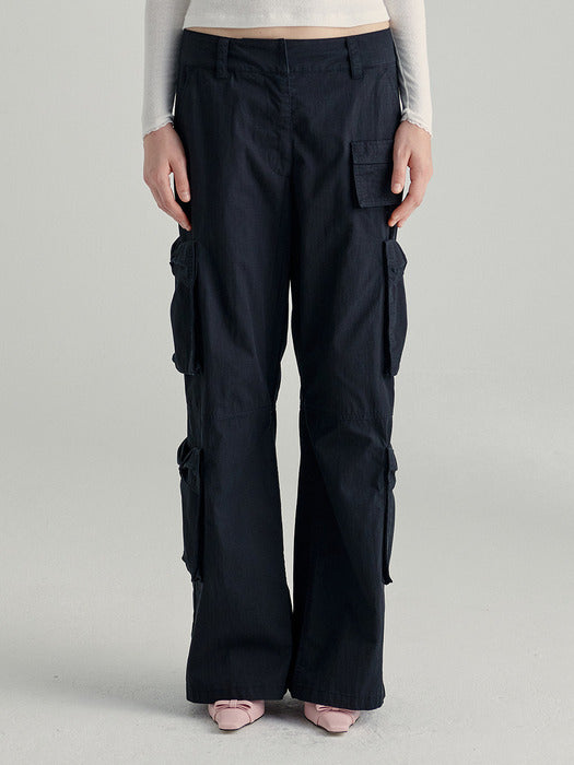 RIBBON CARGO PANTS_black