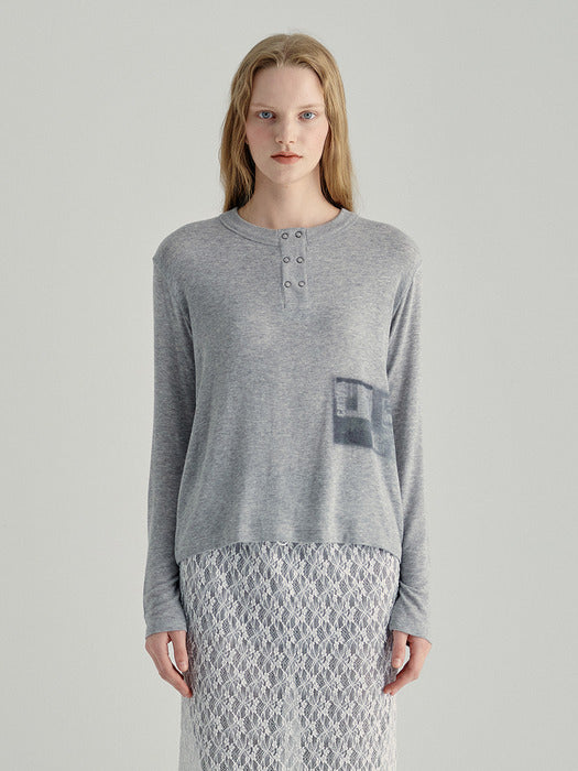 HENRY NECK T-SHIRT_melange grey
