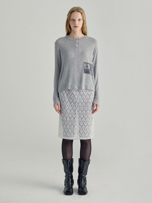 HENRY NECK T-SHIRT_melange grey