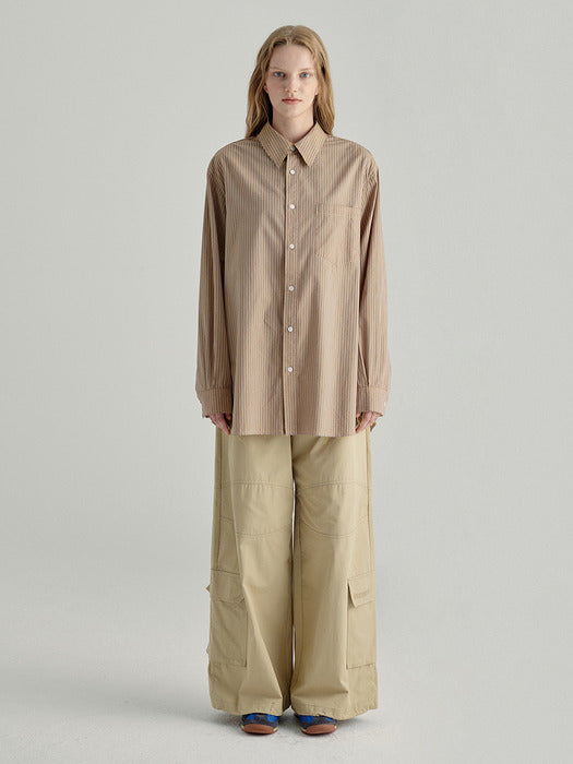 RAW-EDGE BOXY SHIRT_brown