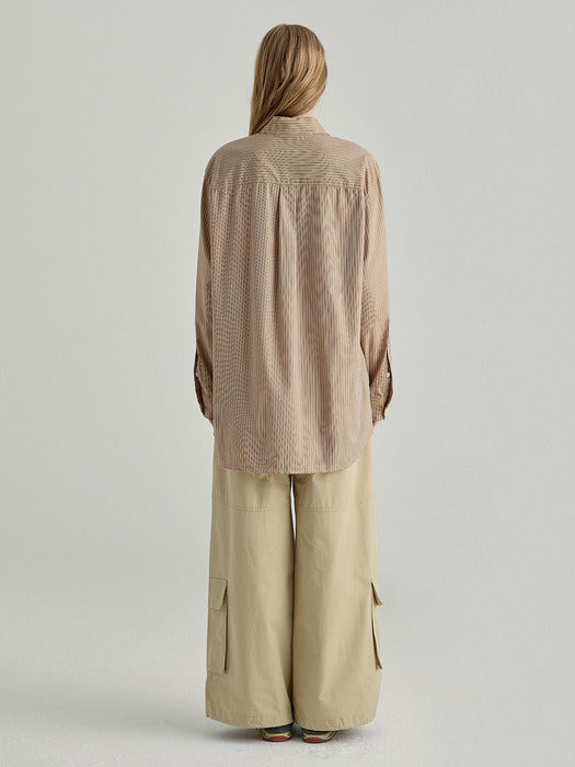 RAW-EDGE BOXY SHIRT_brown
