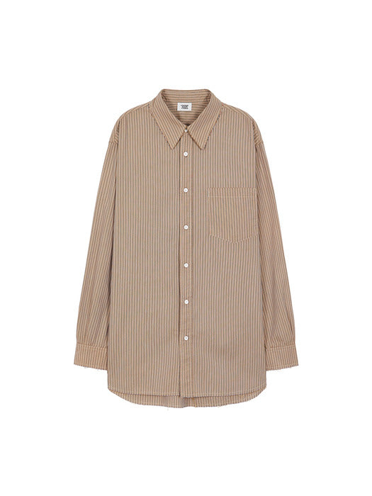 RAW-EDGE BOXY SHIRT_brown