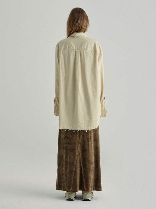 RAW-EDGE BOXY SHIRT_beige