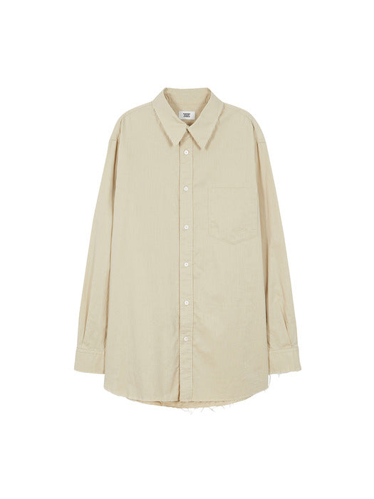 RAW-EDGE BOXY SHIRT_beige