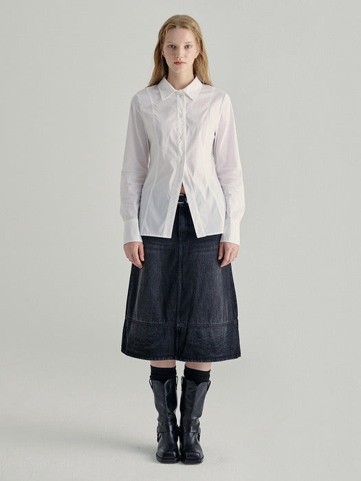 SLIM LINED SHIRT_white