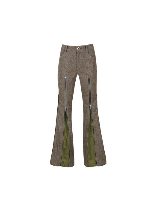 [andersson bell] (WOMEN) AIKA HERRINGBONE ZIP-UP BELL TROUSER apa657w(GREY)