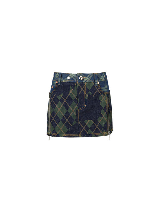 [andersson bell] (WOMEN) KIKI BROKEN ARGYLE DENIM SKIRT apa669w(BLUE)