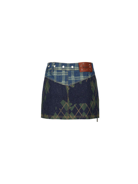 [andersson bell] (WOMEN) KIKI BROKEN ARGYLE DENIM SKIRT apa669w(BLUE)