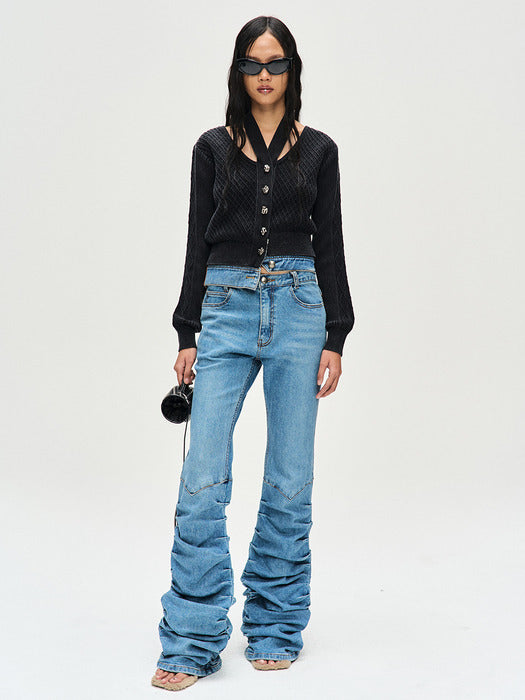 [andersson bell] MARTINA WESTERN BOOTS WRINKLE JEANS apa667w(WASHED BLUE)