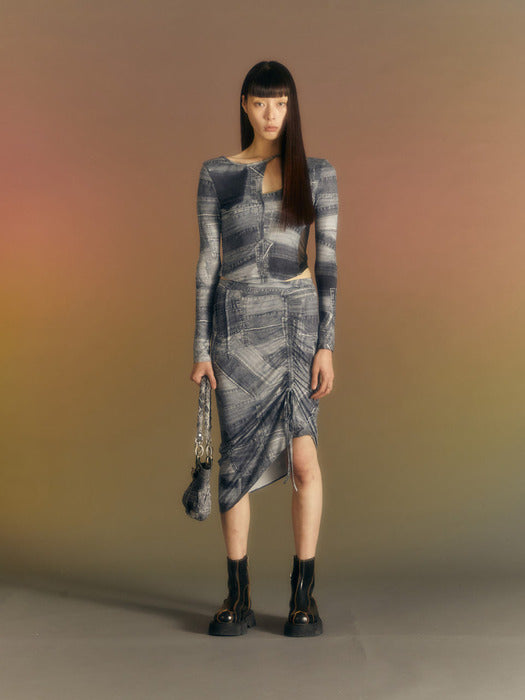 [andersson bell] (WOMEN) ANJA PATCH PRINT SKIRT apa652w(BLACK)