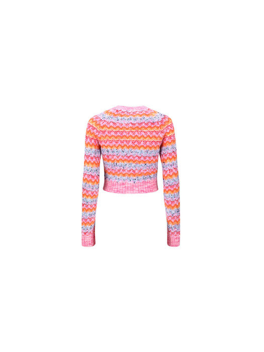 [andersson bell] (WOMEN) STRIPE POODLE KNIT CARDIGAN atb986w(MULTI PINK)