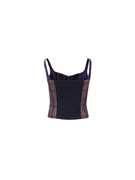 [andersson bell] (WOMEN) KIRA LACE CHECK ZIP-UP TOP atb995w(PURPLE)