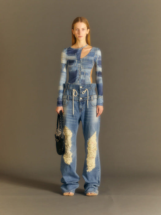 [andersson bell] (WOMEN) ANJA PATCH PRINT TOP atb993w(BLUE)