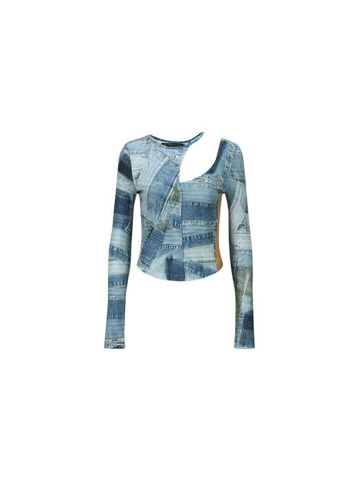 [andersson bell] (WOMEN) ANJA PATCH PRINT TOP atb993w(BLUE)