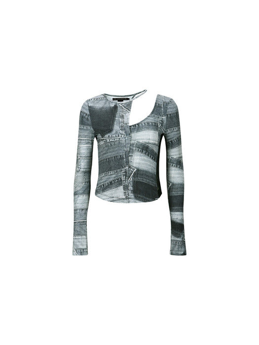 [andersson bell] (WOMEN) ANJA PATCH PRINT TOP atb993w(BLACK)