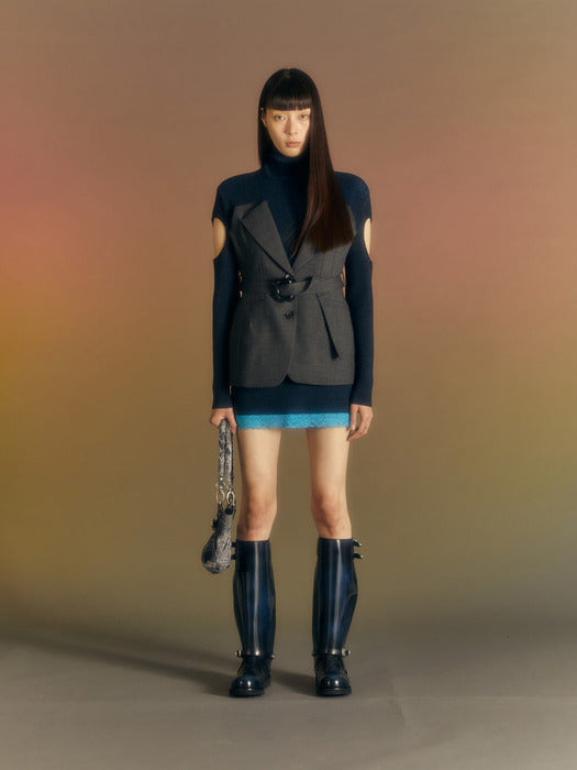 [andersson bell] (WOMEN) LERA TAILORED COMBO KNIT DRESS atb987w(CHARCOAL)