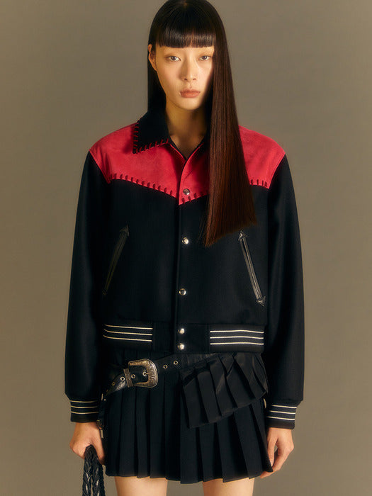 [andersson bell] (WOMEN) NEW MARGO WESTERN VARSITY JACKET awa550w(MAGENTA)