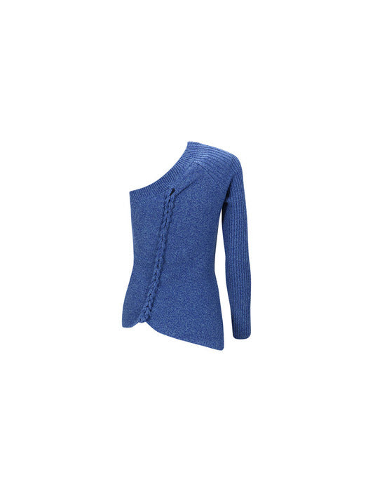 [andersson bell] HAND TWIST ASYMMETRIC KNIT TOP atb985w(MELANGE BLUE)