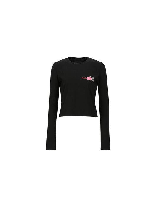 (ESSENTIAL) (WOMEN) CRAZY FISH T-SHIRTS atb1004w(BLACK)