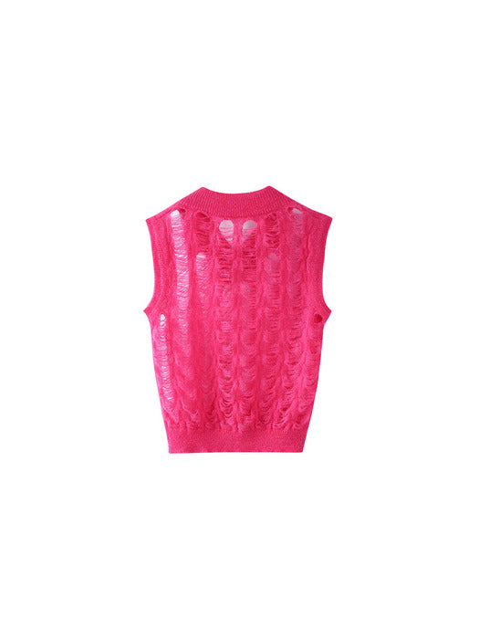 [andersson bell] (WOMEN) MEADOW MOHAIR VEST atb989w(FUSHIA PINK)