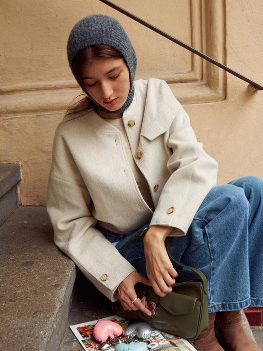 [raive] Wool Bomber Jacket in Ecru Beige VW3AM400-9F