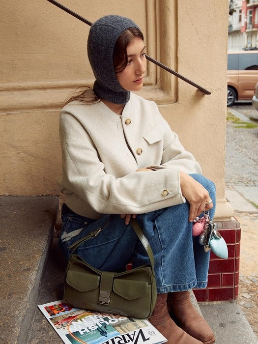 [raive] Wool Bomber Jacket in Ecru Beige VW3AM400-9F