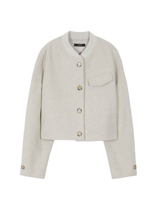 [raive] Wool Bomber Jacket in Ecru Beige VW3AM400-9F