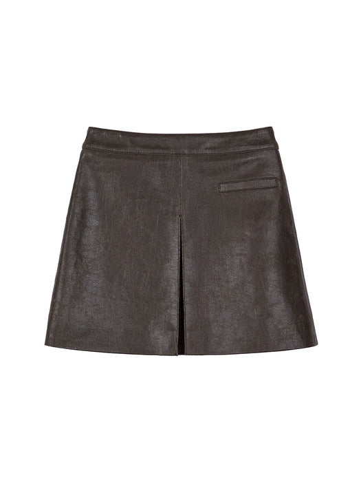 [raive] Leather Mini Skirt in Khaki VL3AS321-42