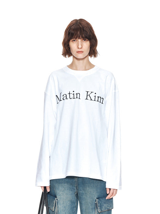 MATIN TYPO LONG SLEEVE TOP IN WHITE