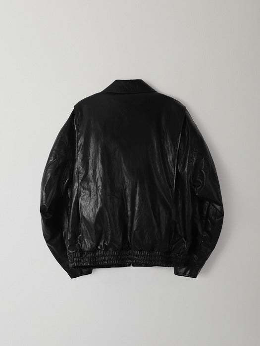 Facade Pattern Oversized Leather Blue Jong black