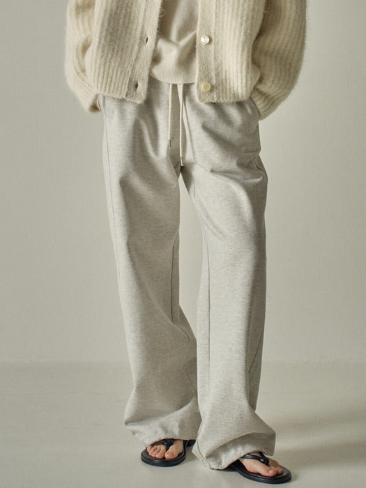 Facade Pattern Wide French Sweatpants oatmeal