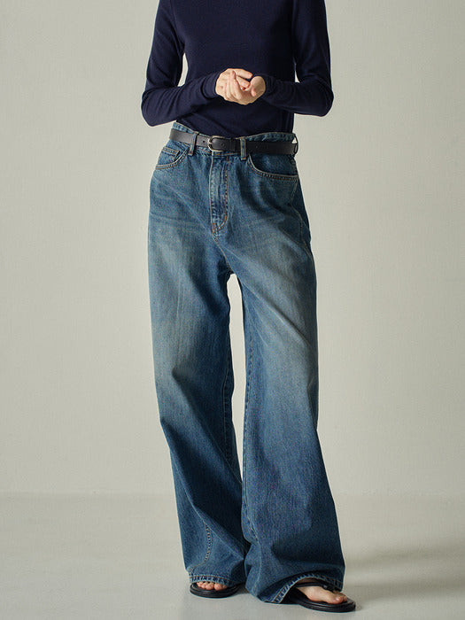 Facade Pattern Classic Wide Denim vintage washing