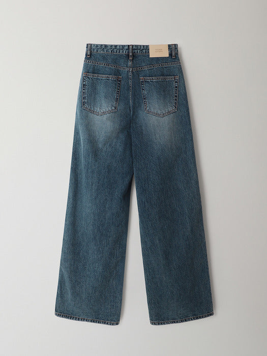 Facade Pattern Classic Wide Denim vintage washing