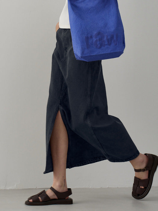 Facade Pattern Classic Denim Skirt vintage black