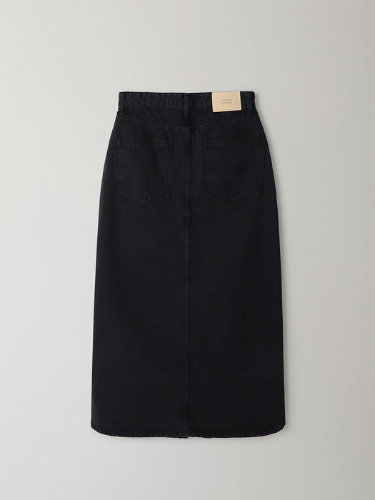 Facade Pattern Classic Denim Skirt vintage black