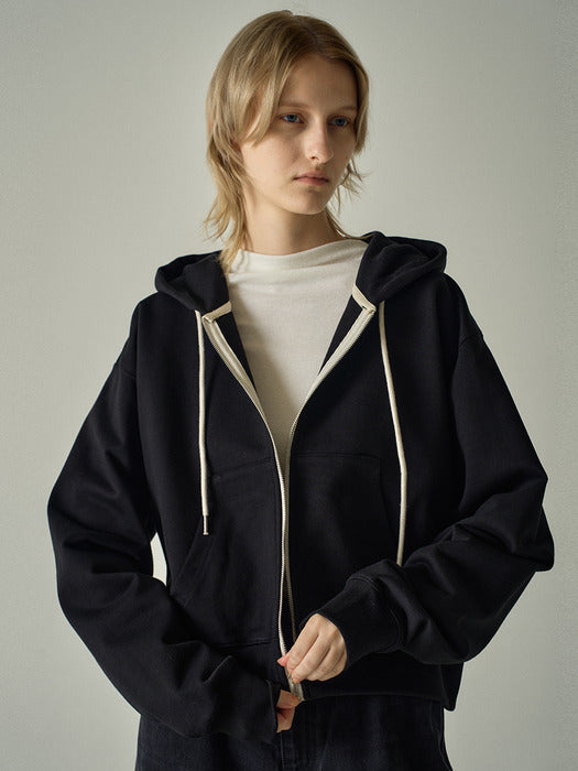 Facade Pattern French Zip-up Hoodie black