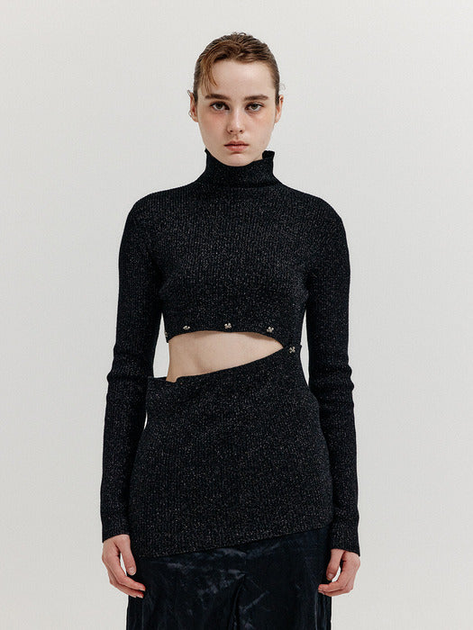 [EENK] Xeep Separable Knit Turtleneck - Black