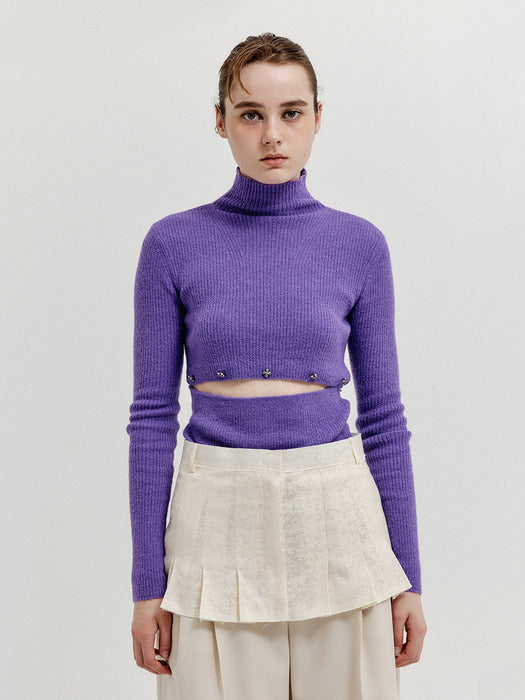 [EENK] Xeep Separable Knit Turtleneck - Purple