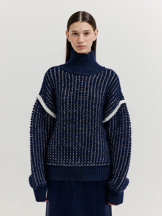 Eenk Xuest Oversized Knit Turtleneck - Navy
