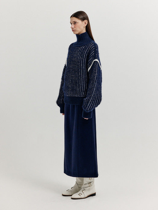Eenk Xuest Oversized Knit Turtleneck - Navy