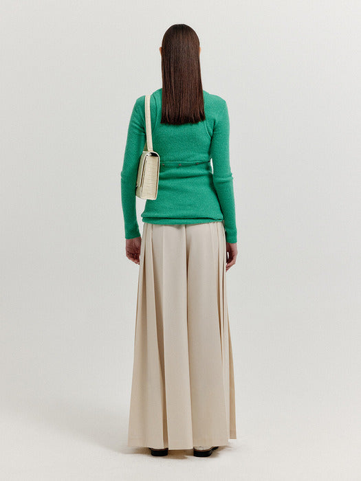 [EENK] Xepora Separable Sleeveless Ribbed Top - Green