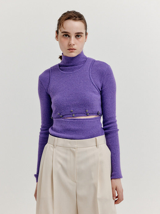 Eenk Xepora Separable Sleeveless Ribbed Top - Purple