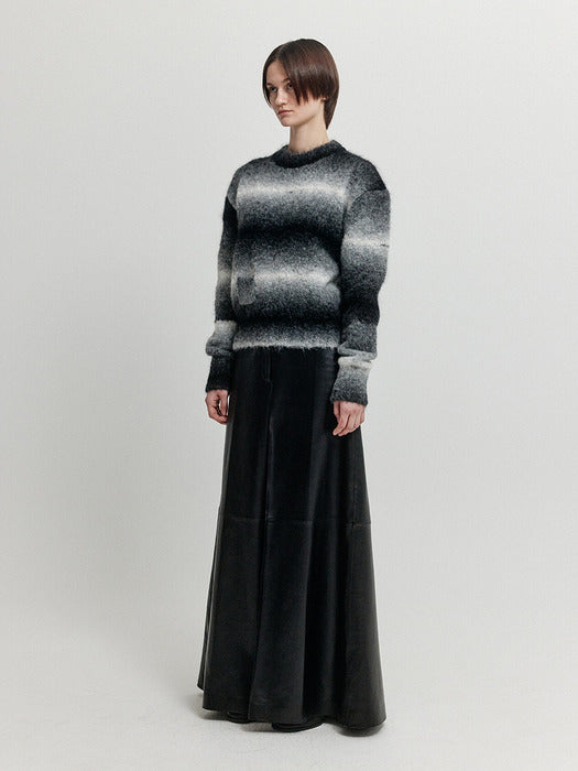 Eenk Xara Gradation Striped Knit Pullover - Black/White