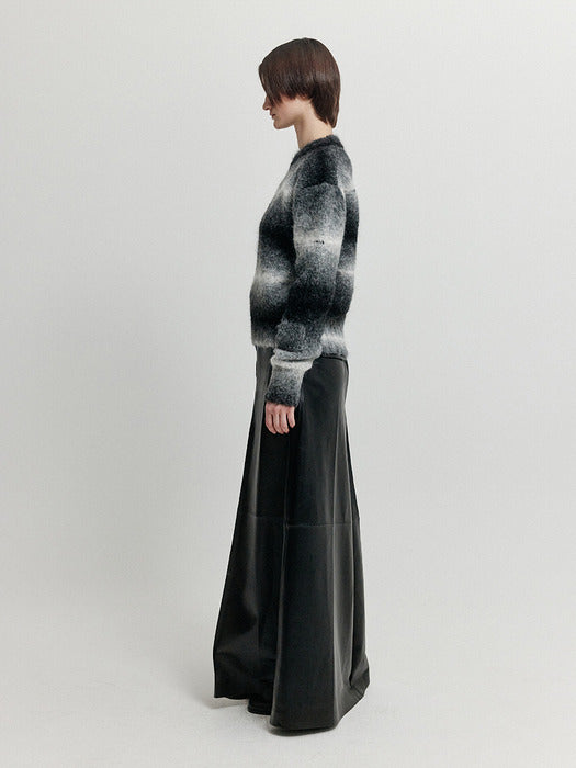 Eenk Xara Gradation Striped Knit Pullover - Black/White