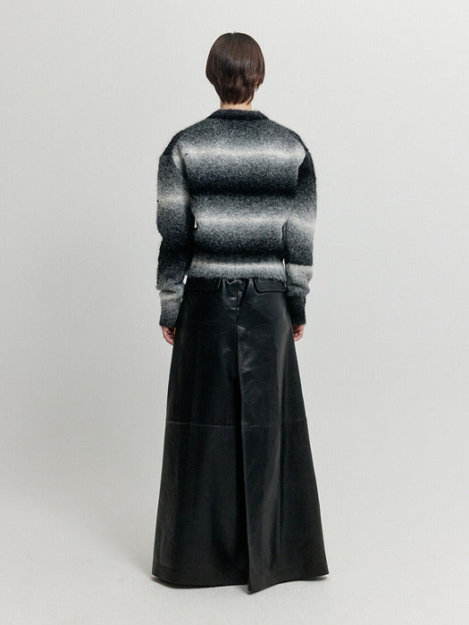 Eenk Xara Gradation Striped Knit Pullover - Black/White