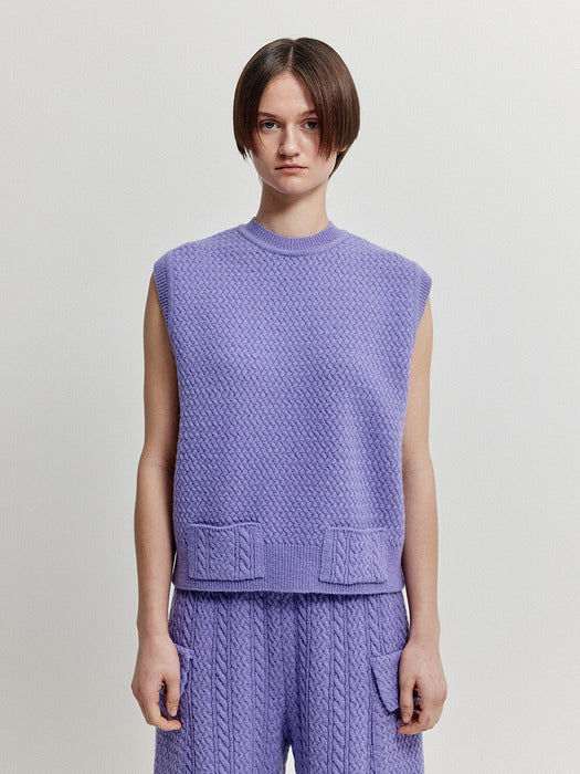 Eenk Xet One-Pocket Knit Vest - Purple
