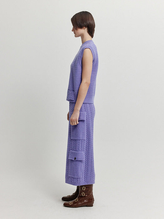 Eenk Xet One-Pocket Knit Vest - Purple