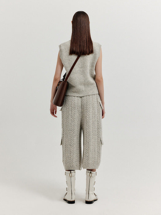 Eenk Xet One-Pocket Knit Vest - Light Grey