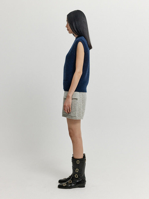 Eenk Xet One-Pocket Knit Vest - Navy