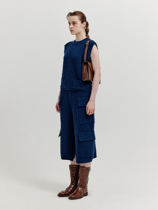 Eenk Xea Pocket Cable knit Pants - Navy